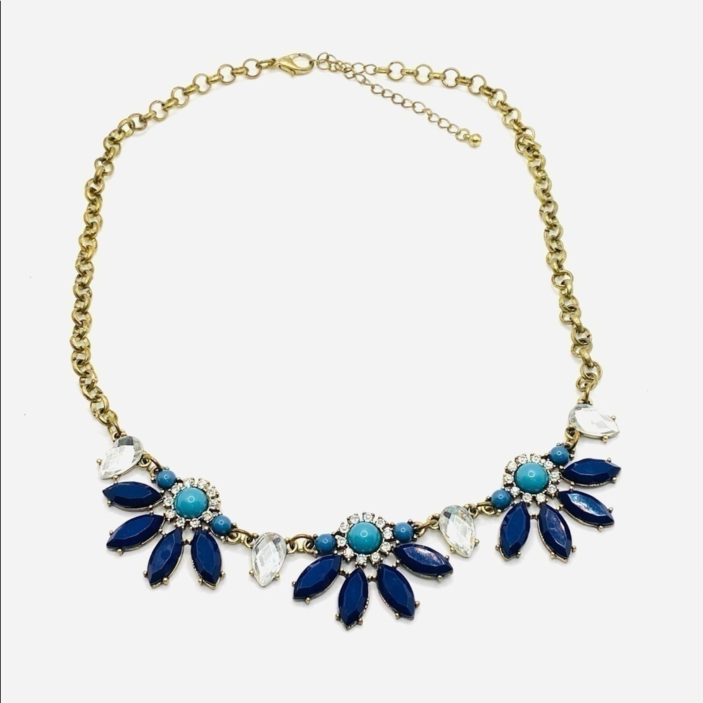 Necklace Fashion Jewelry Antique Gold Tone Blue